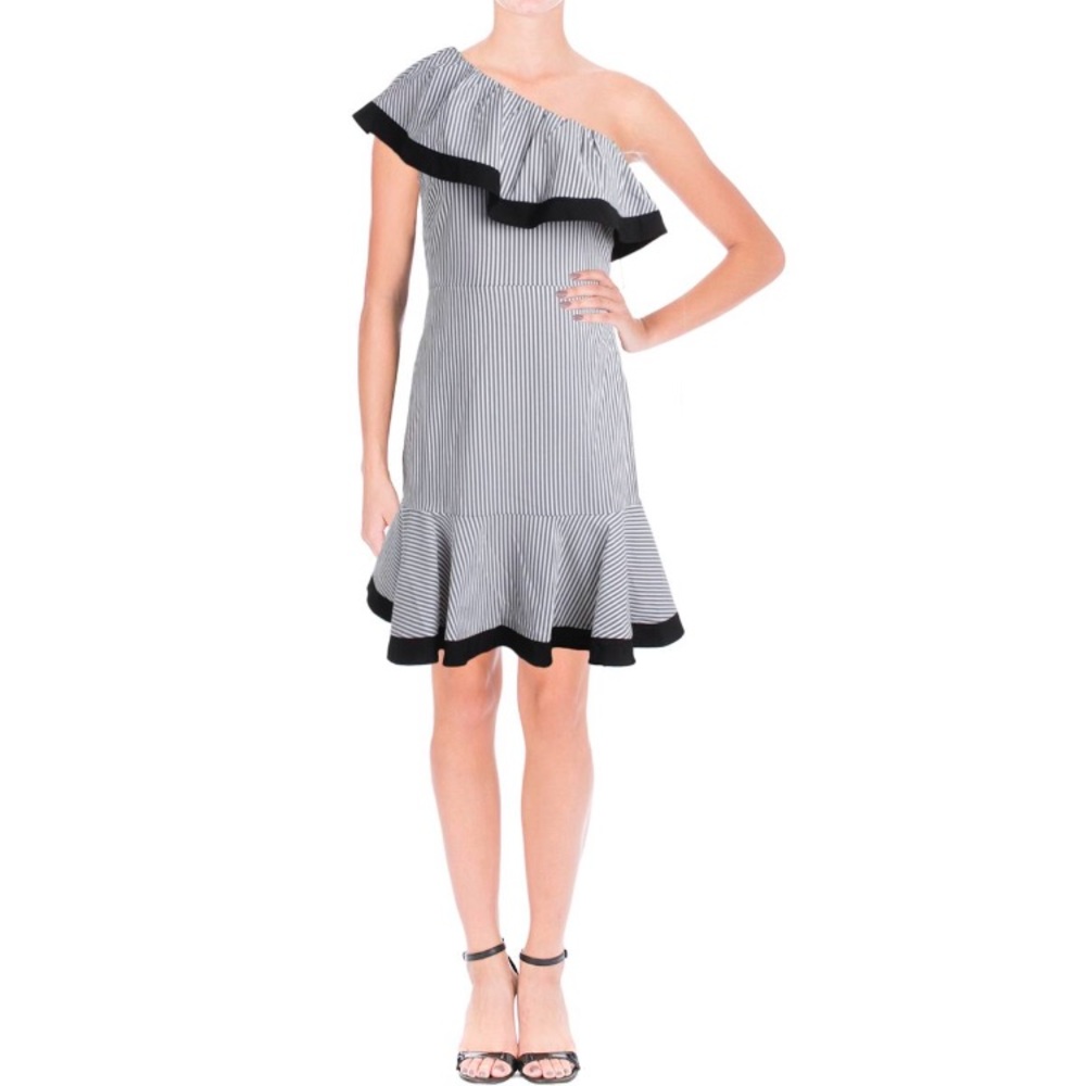 Lucy Paris Dakota One Shoulder Stripe Dress